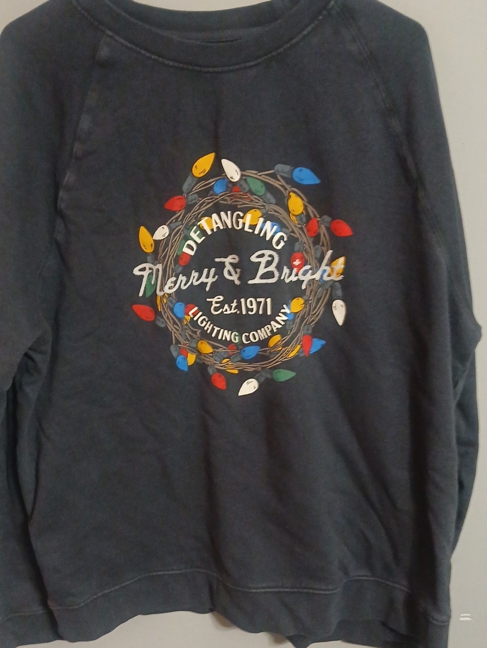 Goodfellow & Co Navy Blue Merry & Bright Graphic Sweatshirt